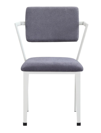 Set of Two Gray and White Fabric Open Back Dining Side Chairs