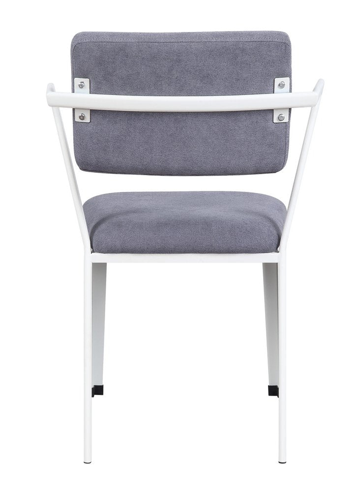 Set of Two Gray and White Fabric Open Back Dining Side Chairs