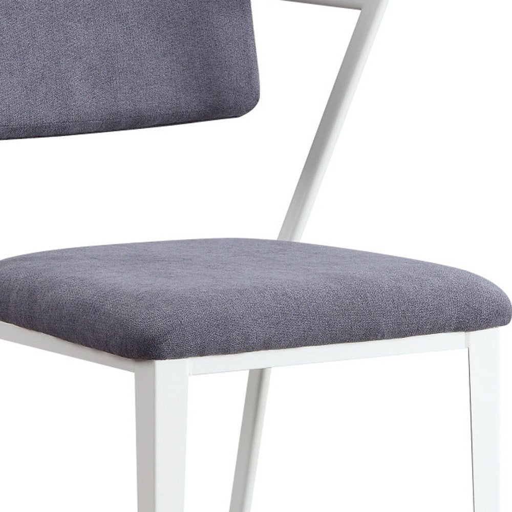 Set of Two Gray and White Fabric Open Back Dining Side Chairs