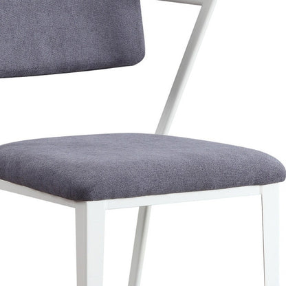Set of Two Gray and White Fabric Open Back Dining Side Chairs