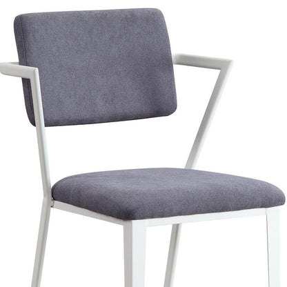 Set of Two Gray and White Fabric Open Back Dining Side Chairs