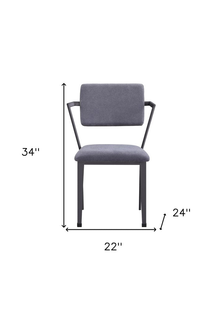 Set of Two Gray and Gunmetal Fabric Open Back Dining Side Chairs