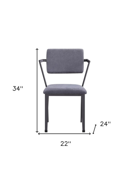 Set of Two Gray and Gunmetal Fabric Open Back Dining Side Chairs