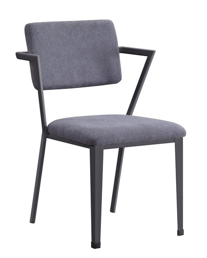 Set of Two Gray and Gunmetal Fabric Open Back Dining Side Chairs