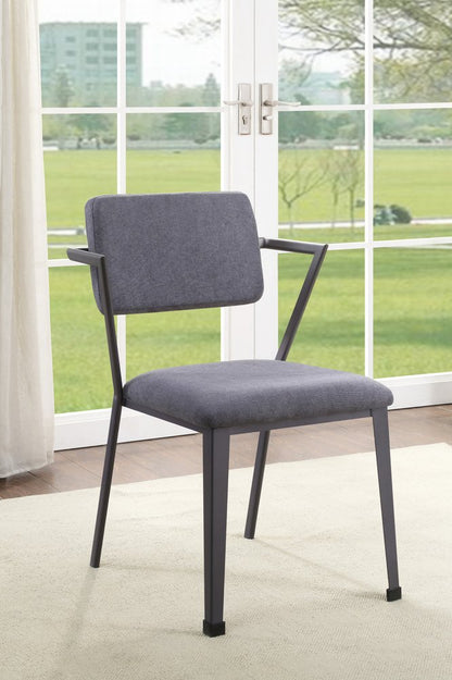 Set of Two Gray and Gunmetal Fabric Open Back Dining Side Chairs