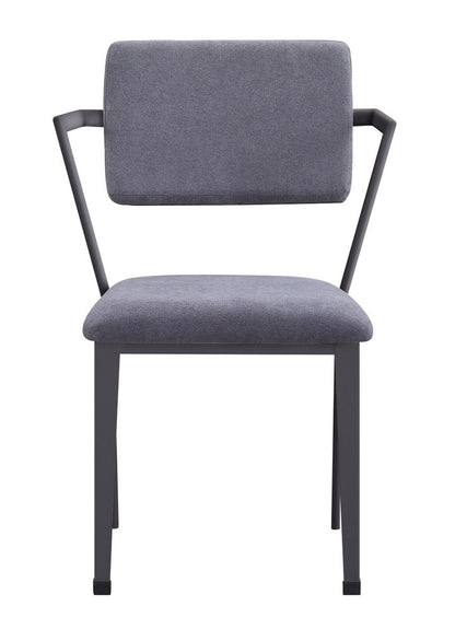 Set of Two Gray and Gunmetal Fabric Open Back Dining Side Chairs