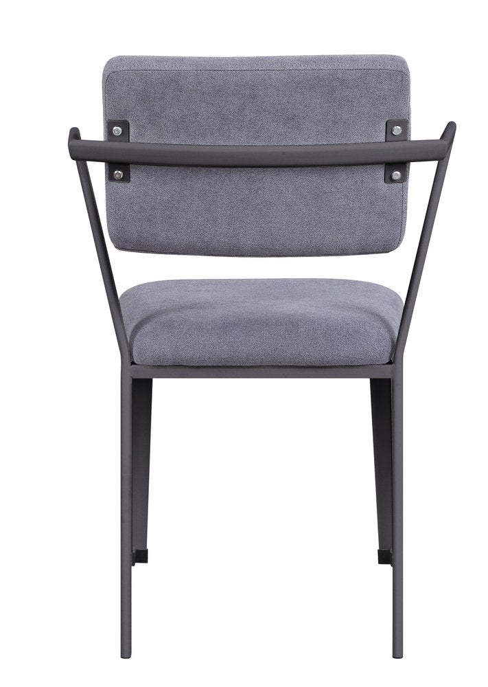Set of Two Gray and Gunmetal Fabric Open Back Dining Side Chairs