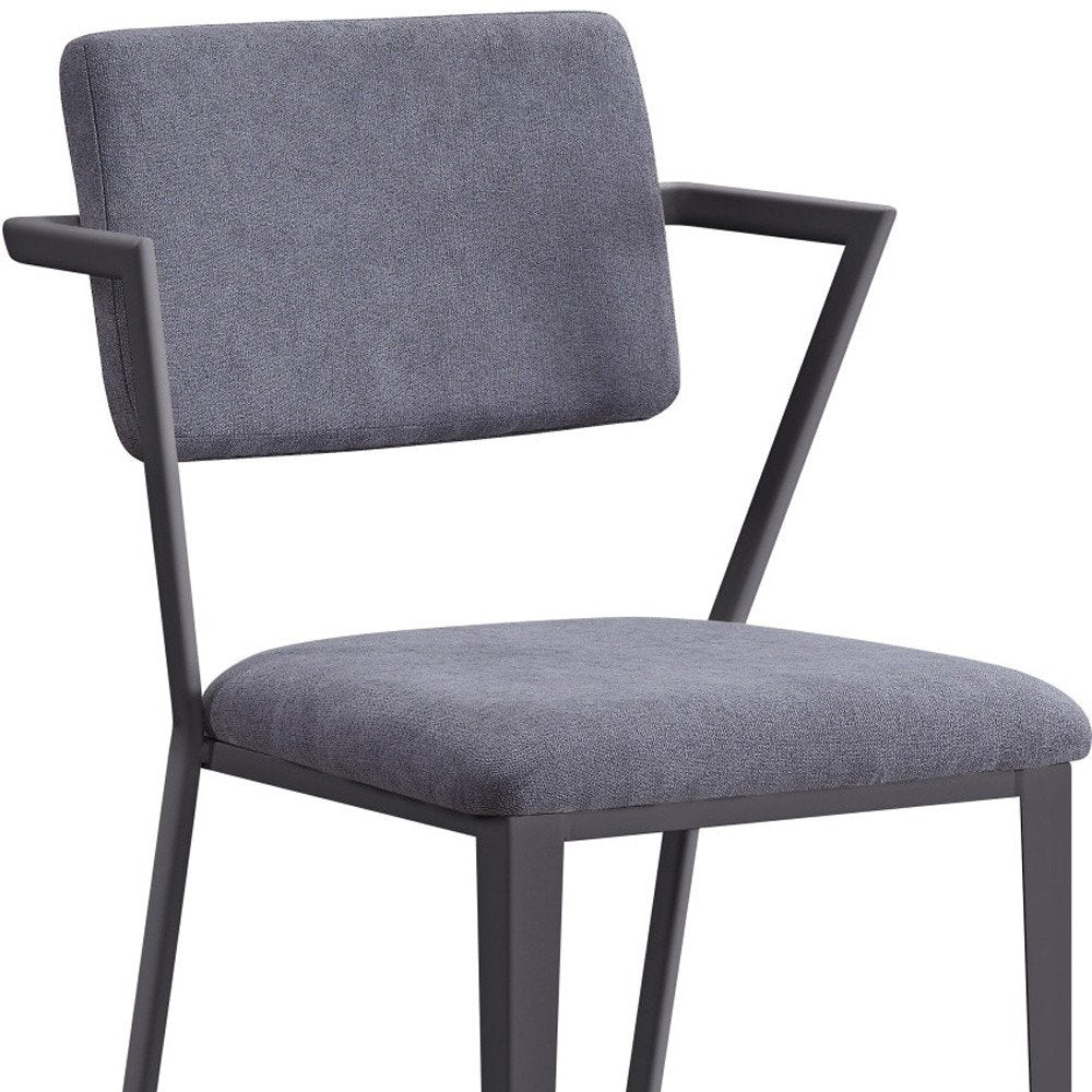 Set of Two Gray and Gunmetal Fabric Open Back Dining Side Chairs