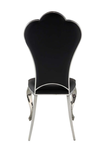 Set of Two Black and Silver Faux Leather Dining Side Chairs