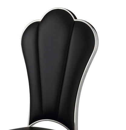 Set of Two Black and Silver Faux Leather Dining Side Chairs
