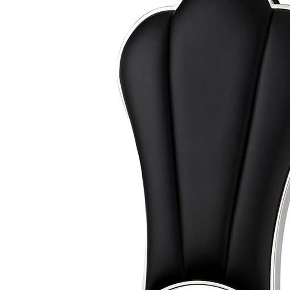 Set of Two Black and Silver Faux Leather Dining Side Chairs