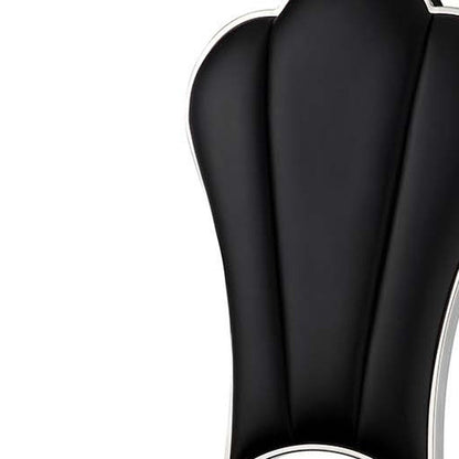 Set of Two Black and Silver Faux Leather Dining Side Chairs