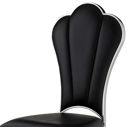 Set of Two Black and Silver Faux Leather Dining Side Chairs