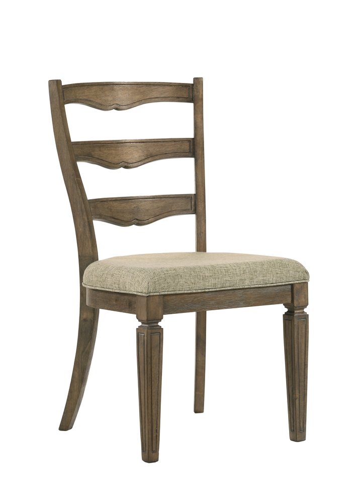 Set of Two Gray and Oak Fabric Open Back Dining Side Chairs