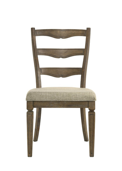 Set of Two Gray and Oak Fabric Open Back Dining Side Chairs