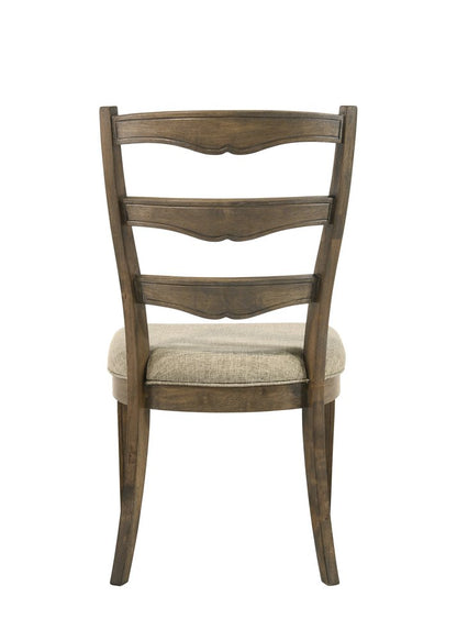Set of Two Gray and Oak Fabric Open Back Dining Side Chairs