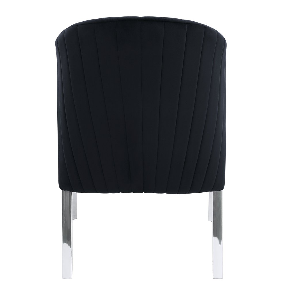 Set of Two Black and Silver Velvet Wing Back Dining Side Chairs