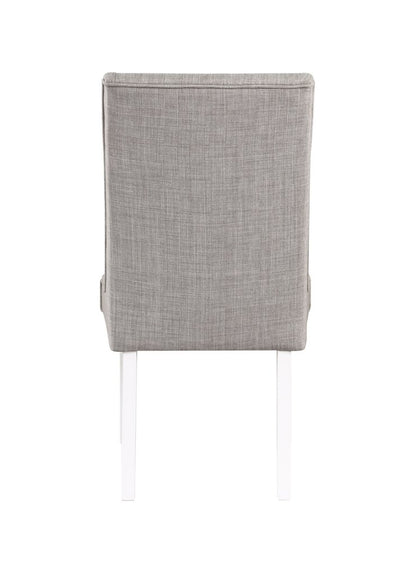 Set of Two Gray and White Linen Dining Side Chairs
