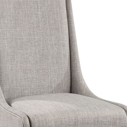 Set of Two Gray and White Linen Dining Side Chairs