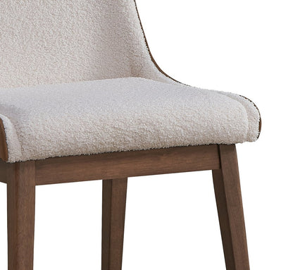 Set of Two White and Brown Velvet Dining Side Chairs