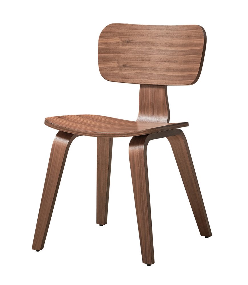 Set of Two Oak and Brown Solid Wood Open Back Dining Side Chairs