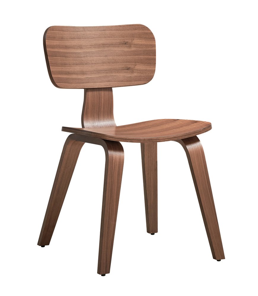 Set of Two Oak and Brown Solid Wood Open Back Dining Side Chairs
