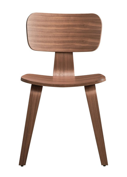 Set of Two Oak and Brown Solid Wood Open Back Dining Side Chairs