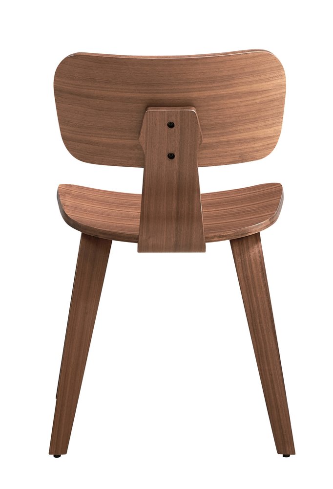 Set of Two Oak and Brown Solid Wood Open Back Dining Side Chairs