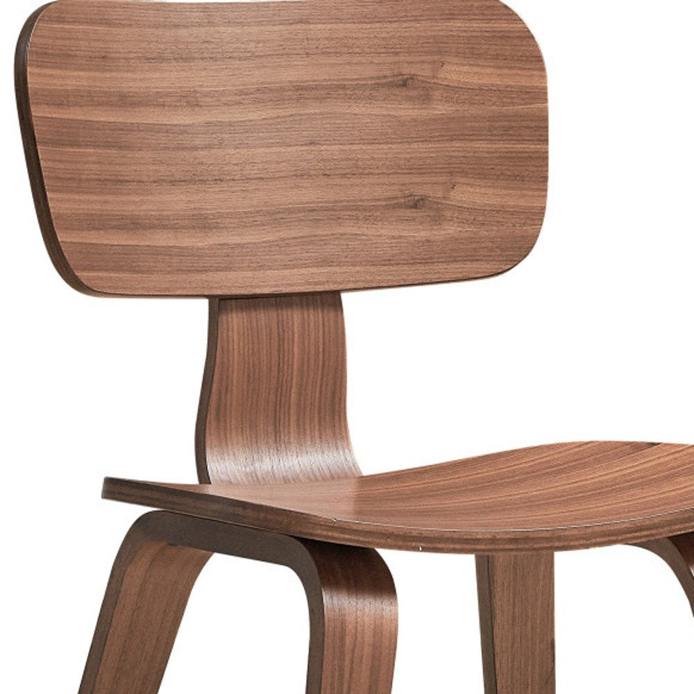 Set of Two Oak and Brown Solid Wood Open Back Dining Side Chairs