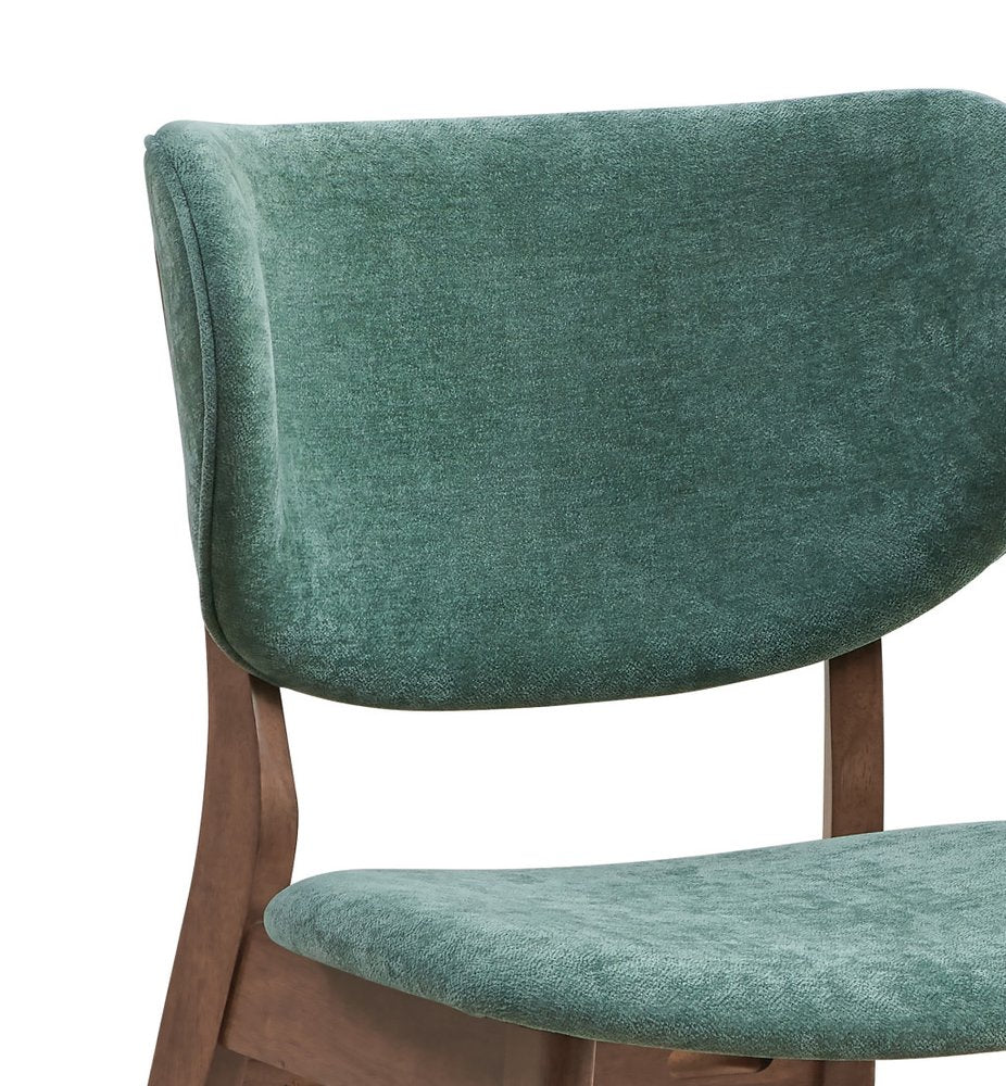Set of Two Green and Brown Fabric Open Back Dining Side Chairs