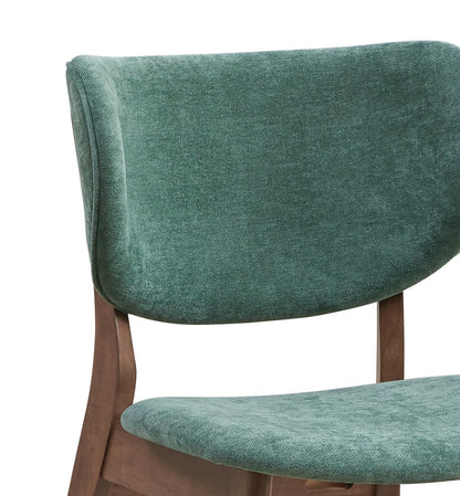 Set of Two Green and Brown Fabric Open Back Dining Side Chairs