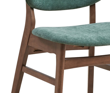 Set of Two Green and Brown Fabric Open Back Dining Side Chairs