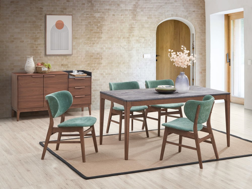 Set of Two Green and Brown Fabric Open Back Dining Side Chairs