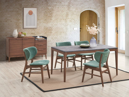 Set of Two Green and Brown Fabric Open Back Dining Side Chairs
