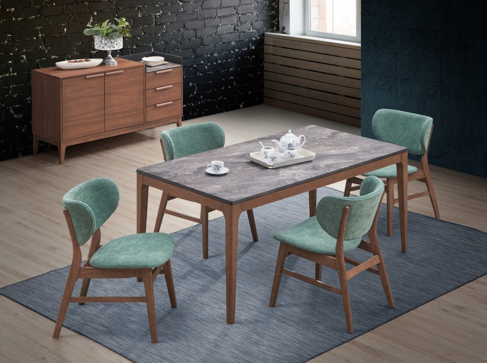 Set of Two Green and Brown Fabric Open Back Dining Side Chairs