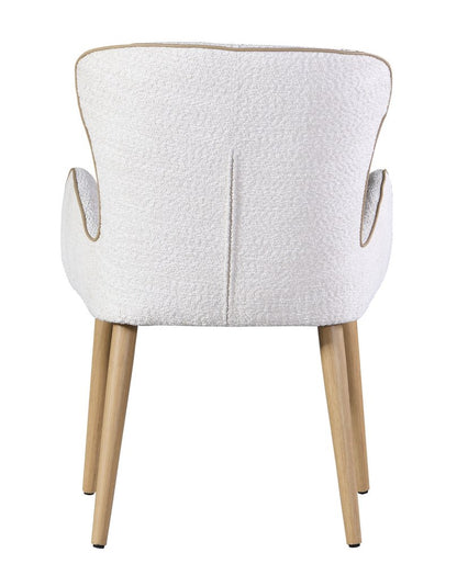 Set of Two Beige and Oak Fabric Dining Side Chairs