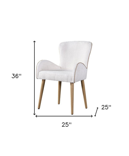 Set of Two Beige and Oak Fabric Dining Side Chairs