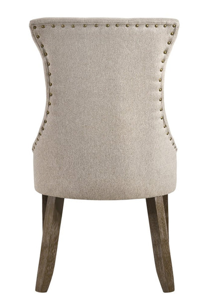 Set of Two Gray Tufted Fabric Dining Side Chairs