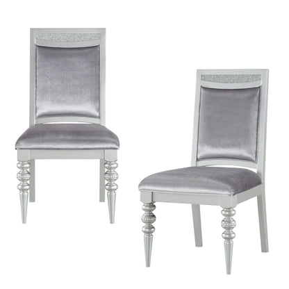 Set of Two Platinum Fabric Dining Side Chairs