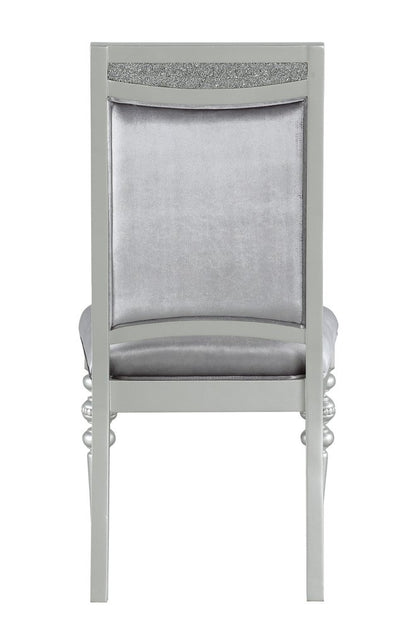 Set of Two Platinum Fabric Dining Side Chairs