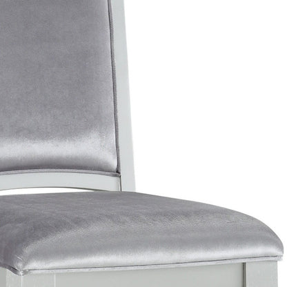 Set of Two Platinum Fabric Dining Side Chairs