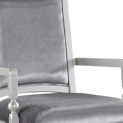Set of Two Platinum Fabric Dining Arm Chairs