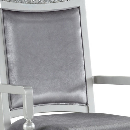 Set of Two Platinum Fabric Dining Arm Chairs