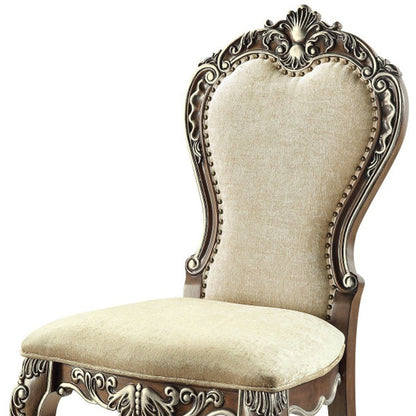 Set of Two Gray and Oak Upholstered Chenille And Solid Wood Dining Side Chairs