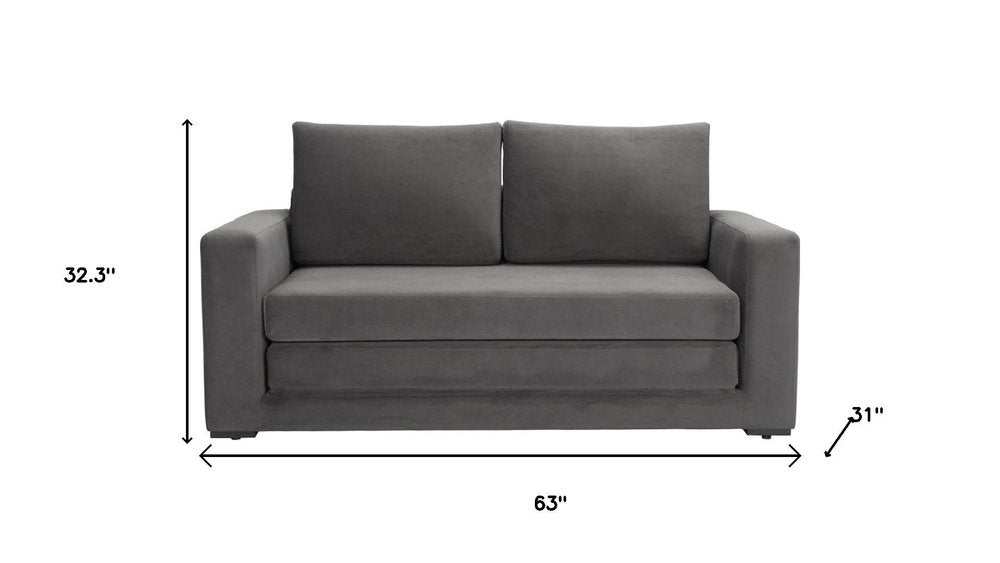 63" Gray Fabric Sleeper Sofa