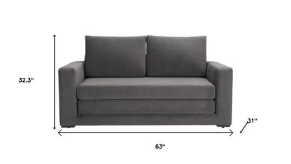 63" Gray Fabric Sleeper Sofa