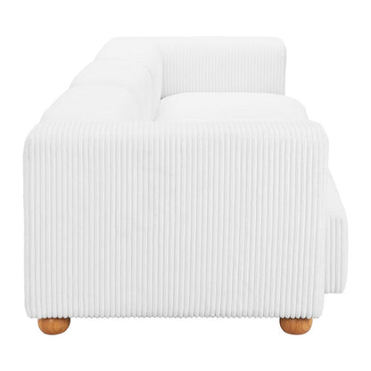 150" White Fabric Sofa
