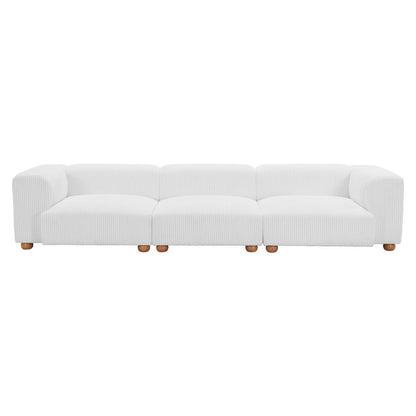 150" White Fabric Sofa