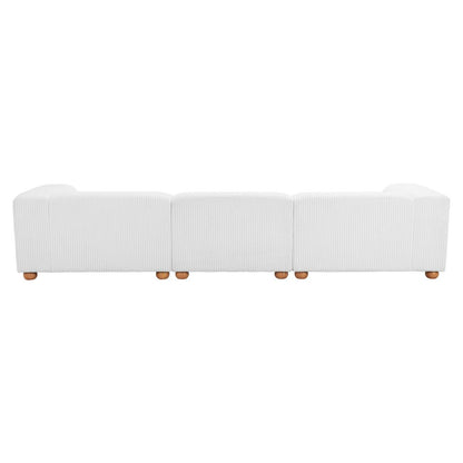 150" White Fabric Sofa