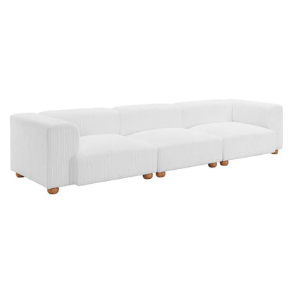 150" White Fabric Sofa